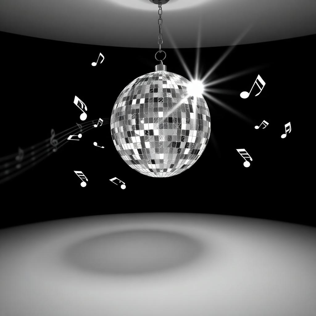 Disco ball with musical notes